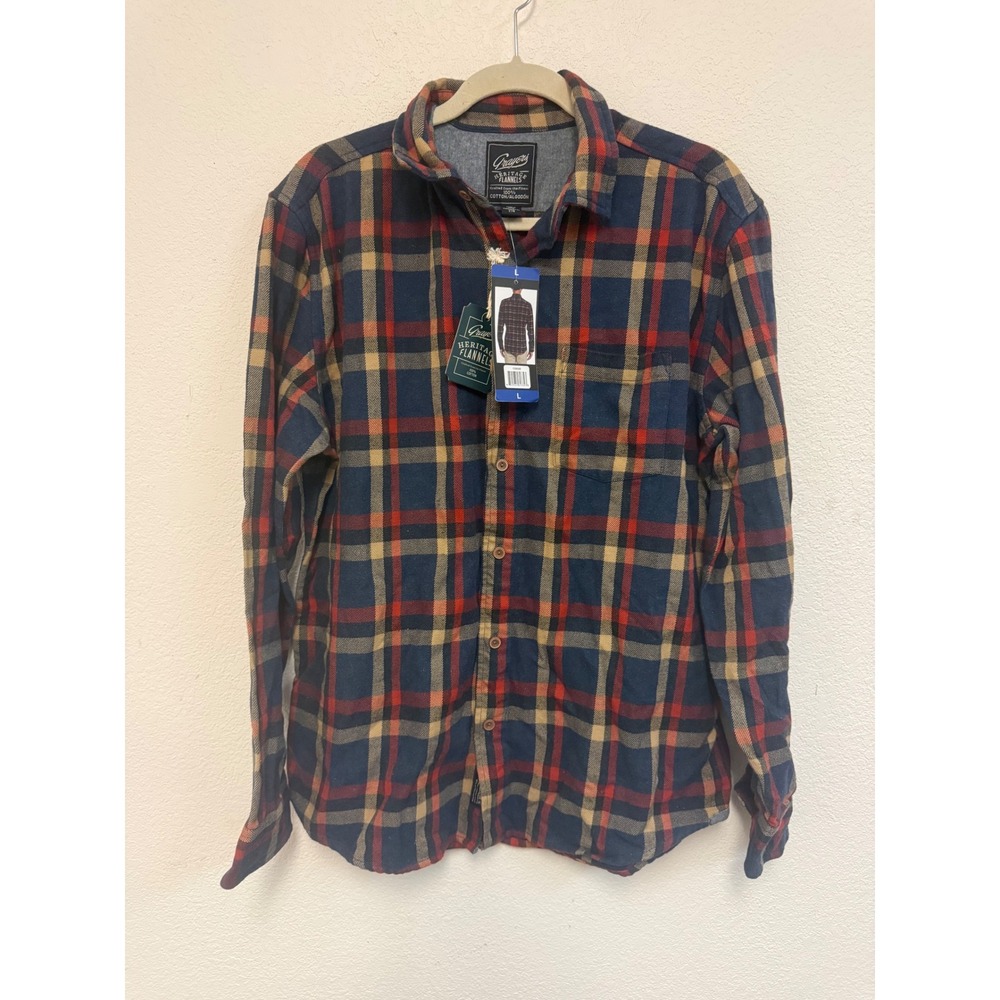 Grayers Heritage Flannel Shirt Mens Large Plaid Cotton Button Down NWT